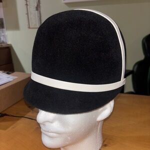 Vintage Velvet Frederick & Nelson Bobby Coal Black Cap with White Leather Accent